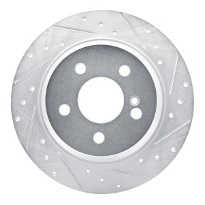 Mercedes-Benz SL500 Brake Rotor (1) - Rear Right - R1 Concepts - Drilled & Slotted - Silver - `03-`06